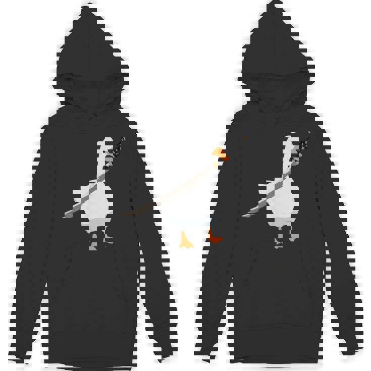 刀を持ったアヒルと剣を持つアヒル 刀包丁 ガチョウ パーカー