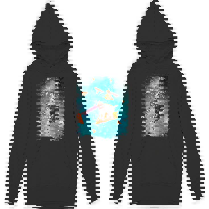 宇宙 レーザー目 猫 ピザに乗る猫 ギャラクシーキャット パーカー