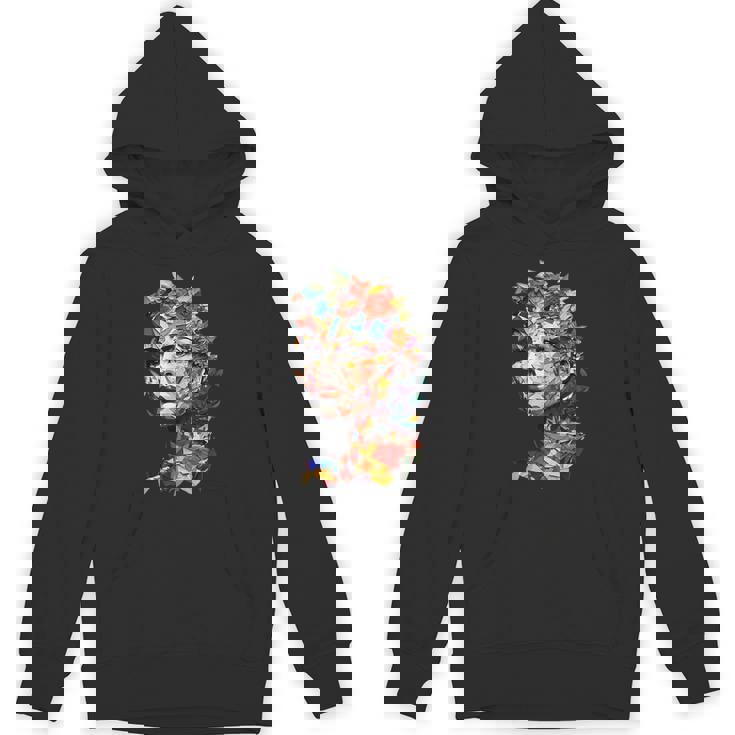 抽象的 カラフルである 花 女 芸術 顔 Hoodie