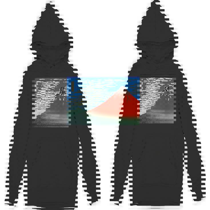 晴天の赤富士山 日本風景アートプリント パーカー