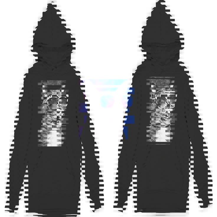 猫 宇宙 メガネ ギャラクシー サングラス おもしろい 猫 ミーム Hoodie