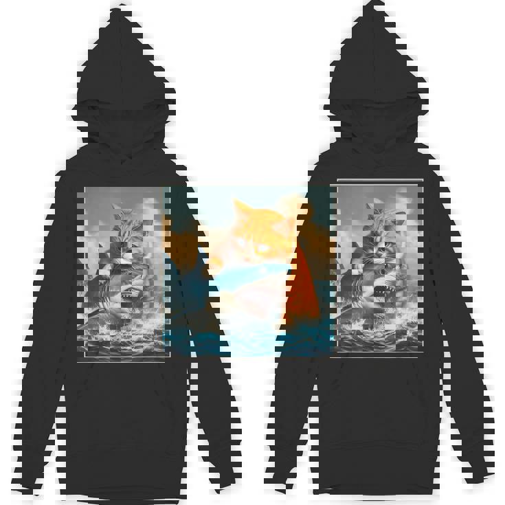 猫のサメ、面白い猫がサメを噛むサメ、サメと猫 パーカー