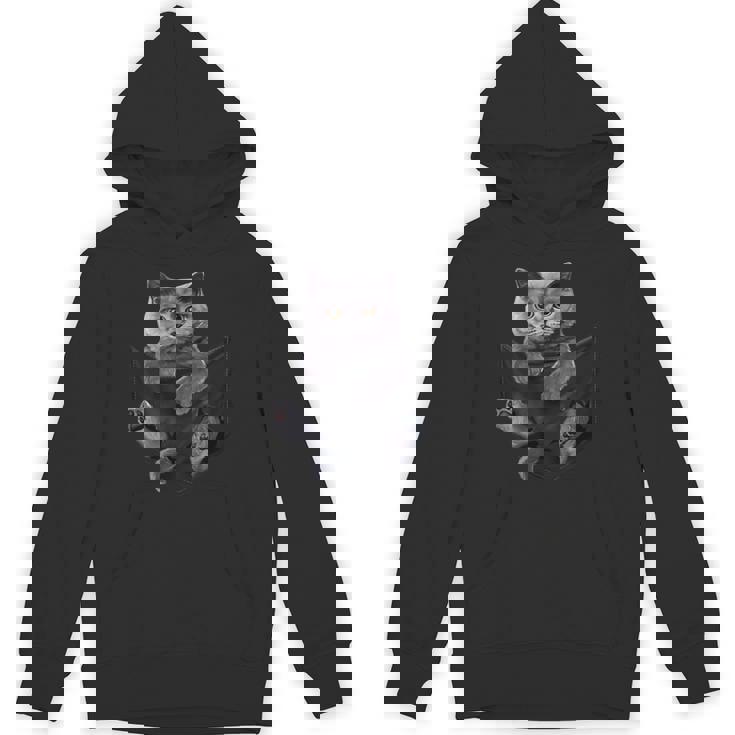 猫好き ブリティッシュショートヘア ポケット入り 面白い子猫 パーカー