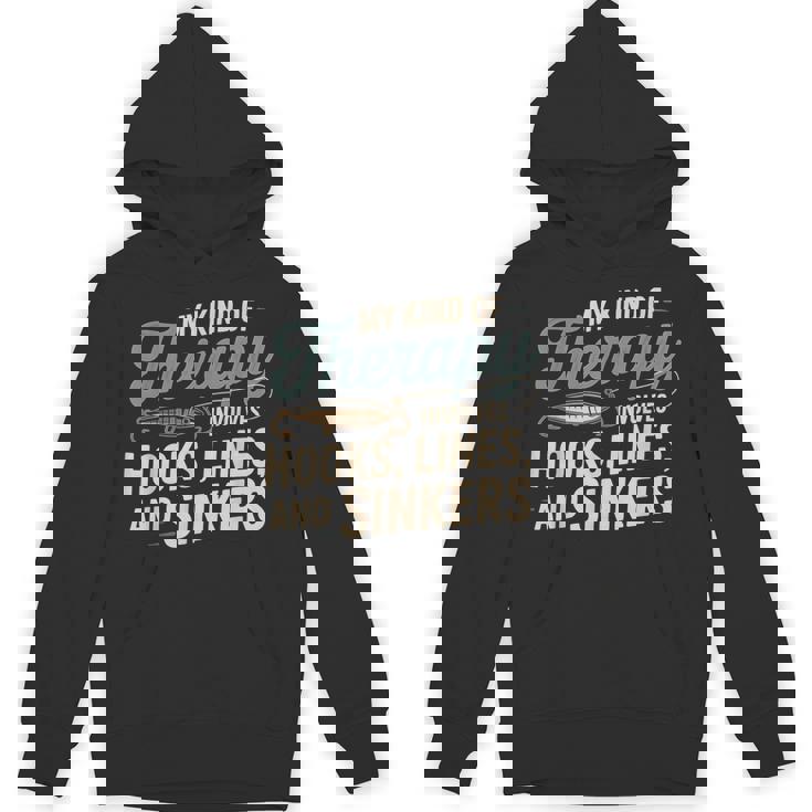 釣り My Kind Of Therapy フック ライン シンカー おもしろいことわざ パーカー