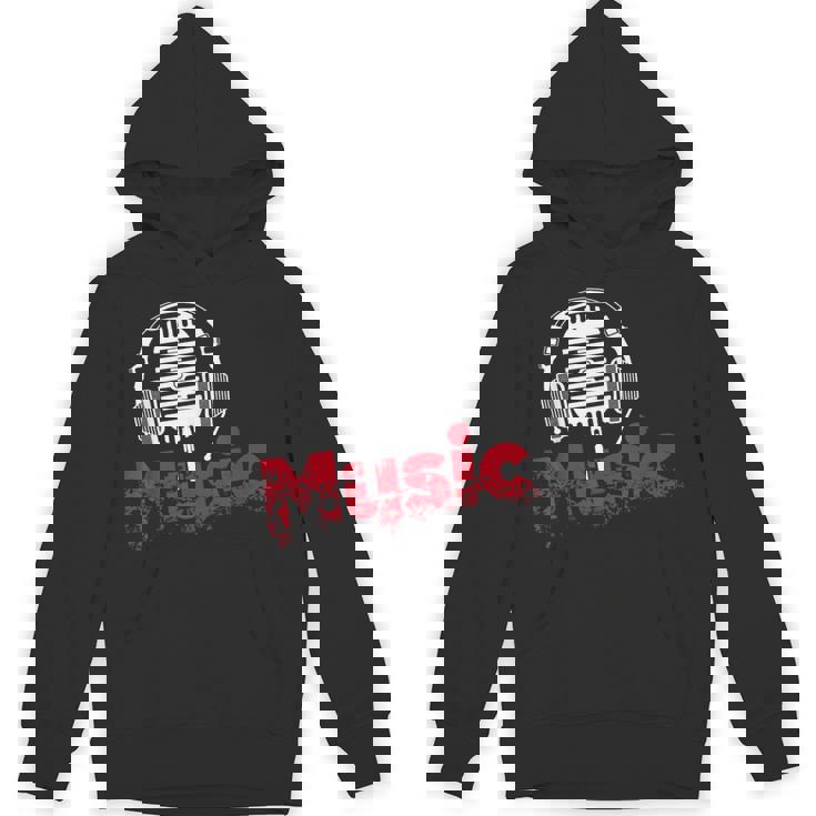 音楽 マイク ヘッドホン 日常 テキスト シンプル レトロ Hoodie