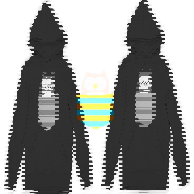 鳥好きのギフト フクロウのフクロウ 胸ポケット付き パーカー