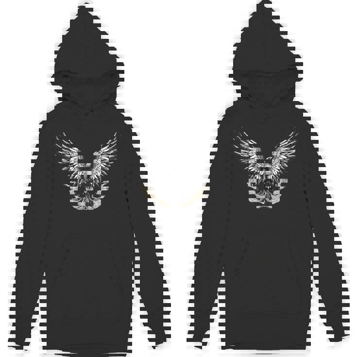 鷲と華やかな羽 パーカー