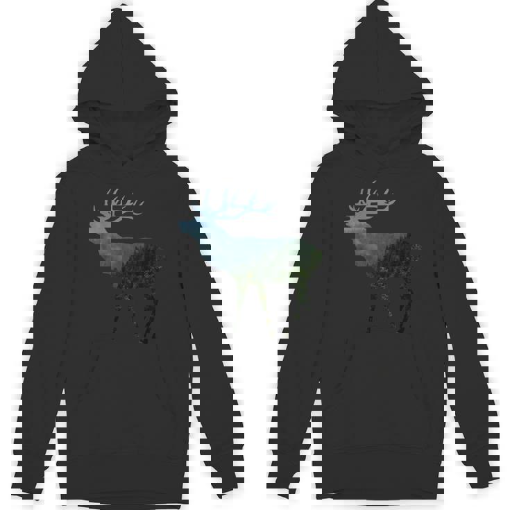 鹿と木 赤い鹿 ダム 鹿 森 木 雄鹿 パーカー