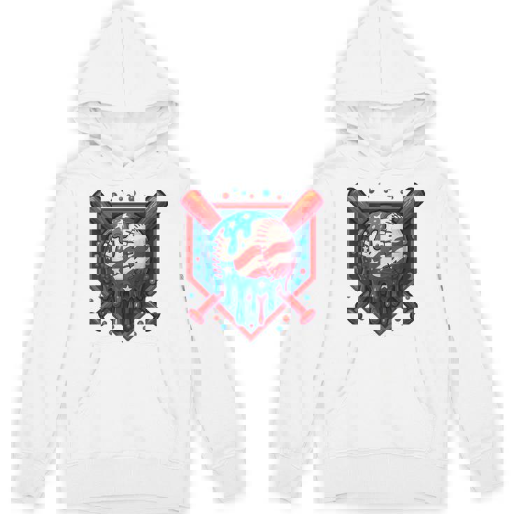 Baseball Drip Ice Cream 4Th Of July Usa Flag Hoodie
