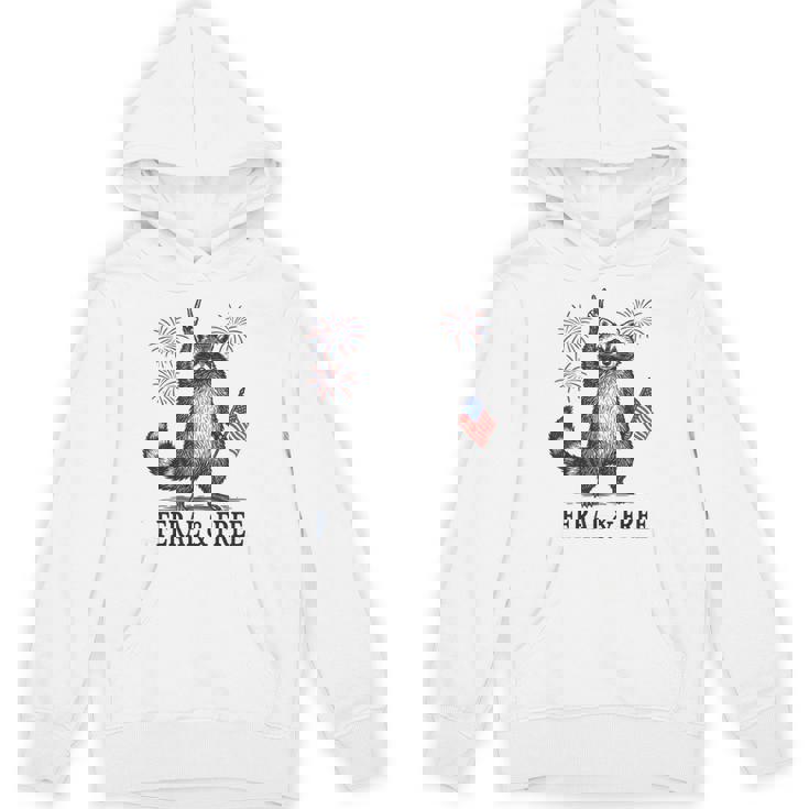 Feral And Free Raccoon Raccoon 4Th Of July Usa Flag Hoodie