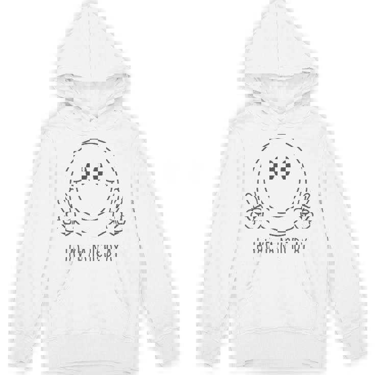 Have A Nice Day 70年代 かわいい ハッピーピース ハンドサイン スマイルフェイス パーカー