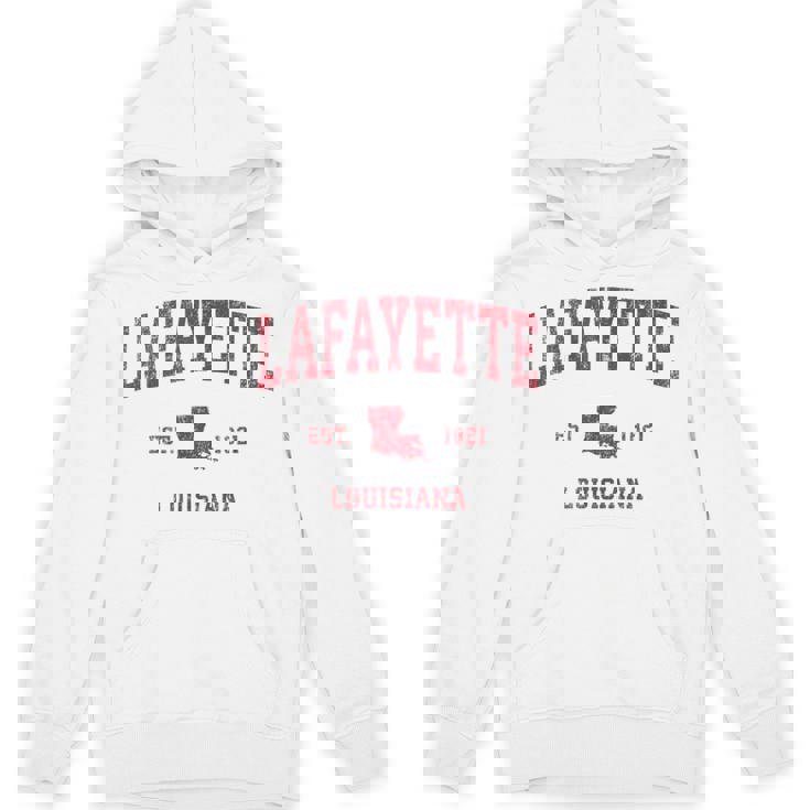 Lafayette ルイジアナ Laビンテージスポーツデザイン レッドプリント パーカー