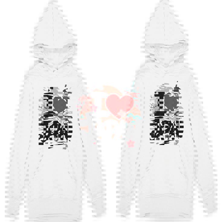 I Love Japan 桜 桜 日本の富士山 寺院 パーカー