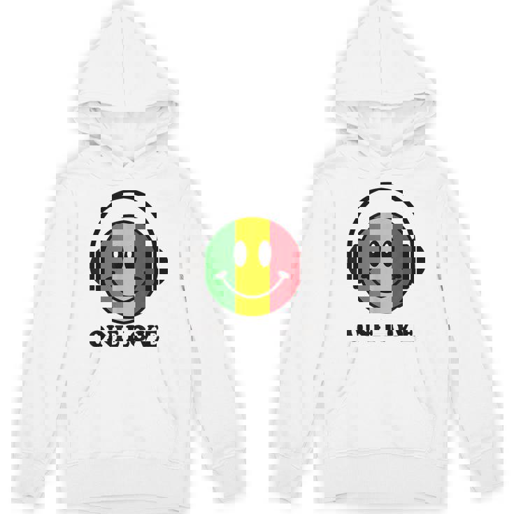 One Love ラスタ レゲエ 音楽 ヘッドホン スマイルフェイス ラスタファリ パーカー