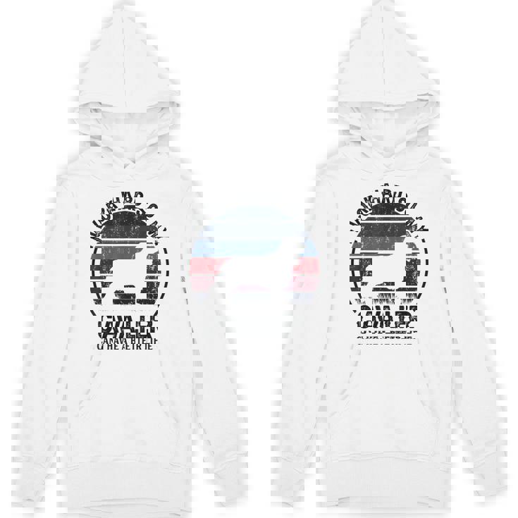 Work Hardo Dog Have Life 面白いレトロキャバリア Hoodie