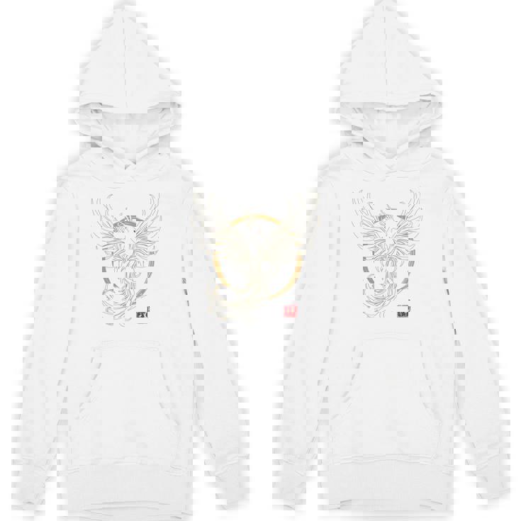 【背中側デザイン】日本文化 鳳凰デザイン 幸運を願うお守り 長袖tシャツ パーカー