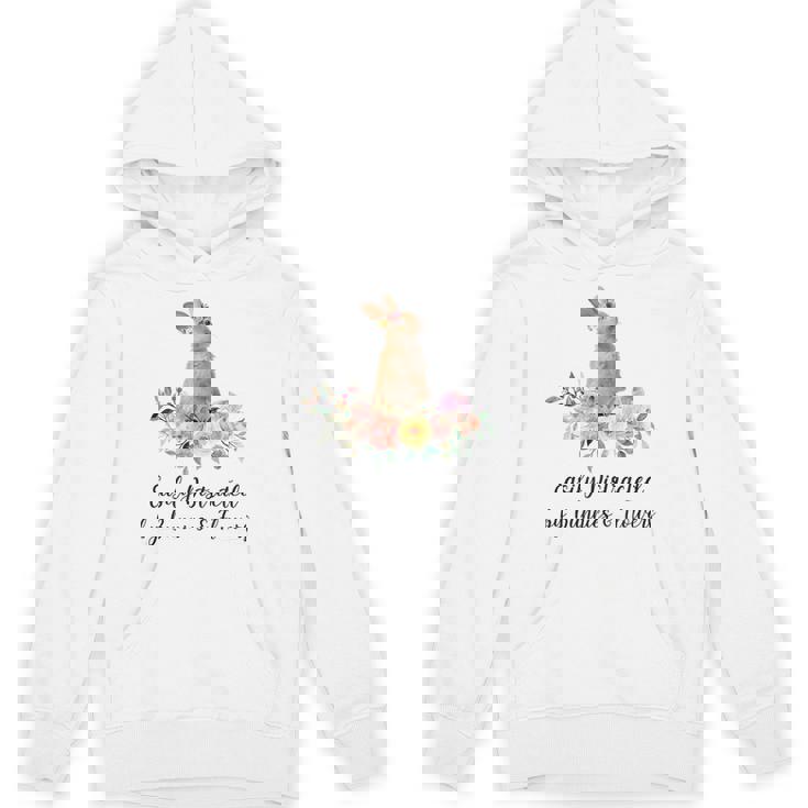 うさぎと花に気が散りやすい ウサギ かわいいウサギ Hoodie