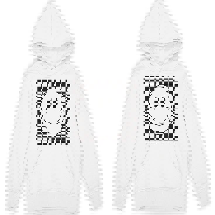 イエロー スマイル フェイスシャツ かわいい チェック柄 スマイル ハッピー パーカー