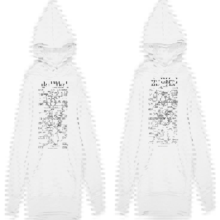 ドラムセットキット ヴィンテージ パテントドラマー ドローイングプリント Hoodie
