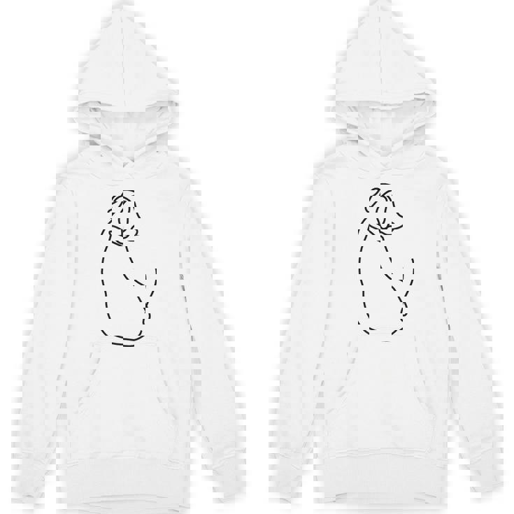 ラインタトゥー、ラインアートtシャツ、ミニマリストな犬のモチーフ パーカー