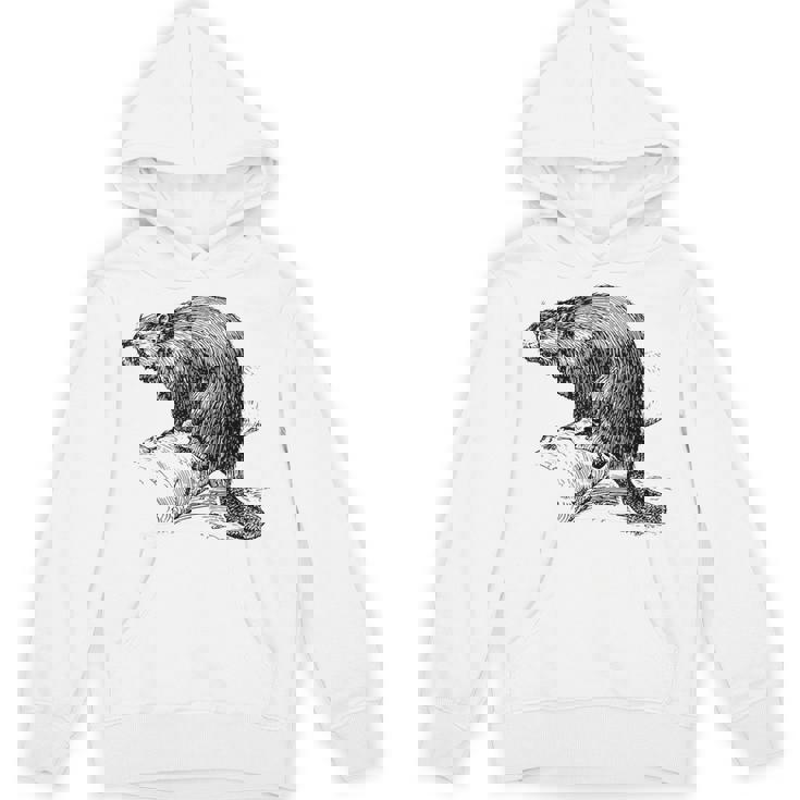 リアルなビーバースケッチ パーカー