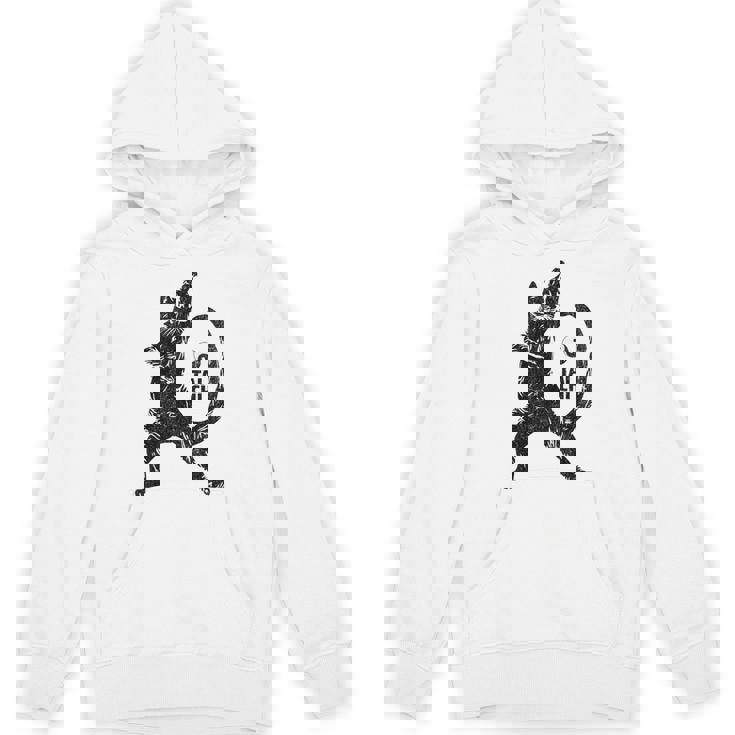 太極拳の練習をしている陽気な猫 陰陽 パーカー