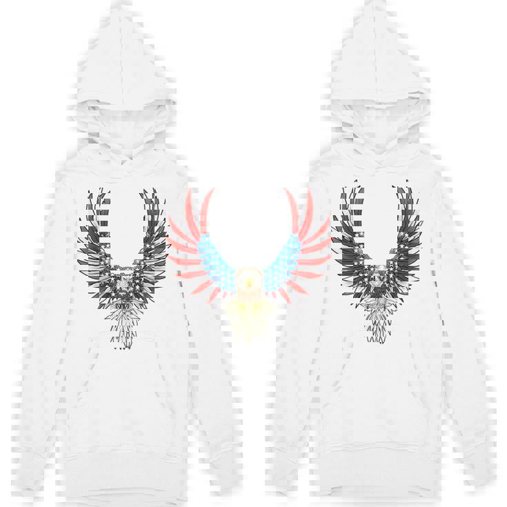 愛国的なアメリカ国旗イーグル 7月4日 バックプリント アメリカン パーカー