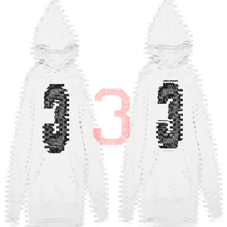 数字 3 ヴィンテージブラック&レッド パーカー