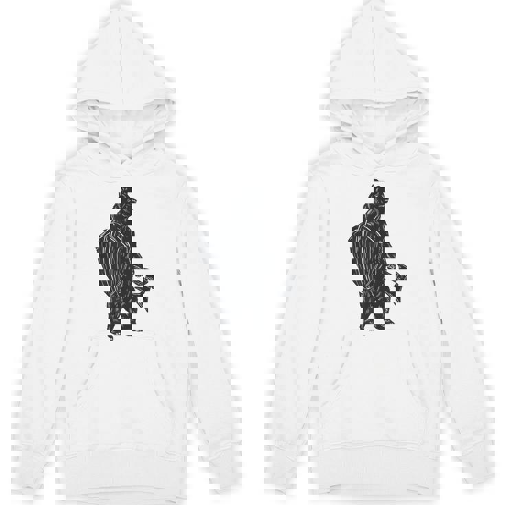 斧と盾を持った熊 中世の熊 バイキング パーカー