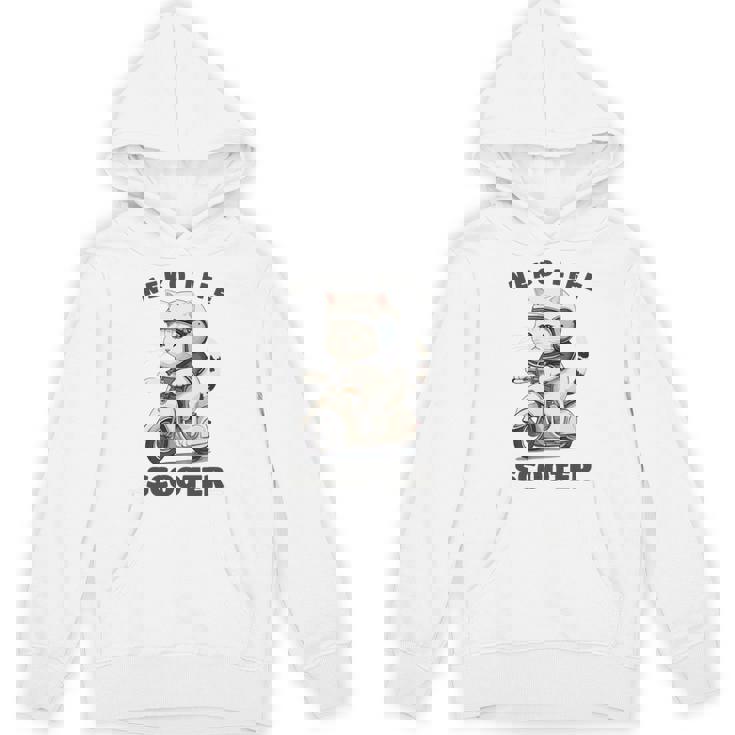 猫 ネコ 白猫 イラスト 原付 スクーター バイク 猫好き バイク好き かわいい おもしろ レトロ Neko Life 長袖tシャツ パーカー