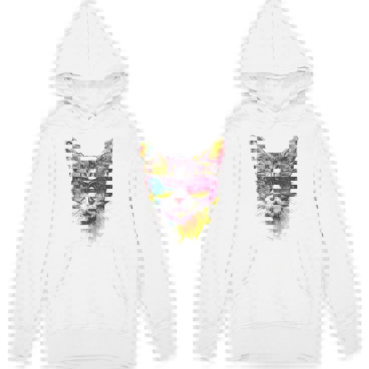 猫 動物 抽象 モチーフ サングラス イラスト アート ネコ パーカー