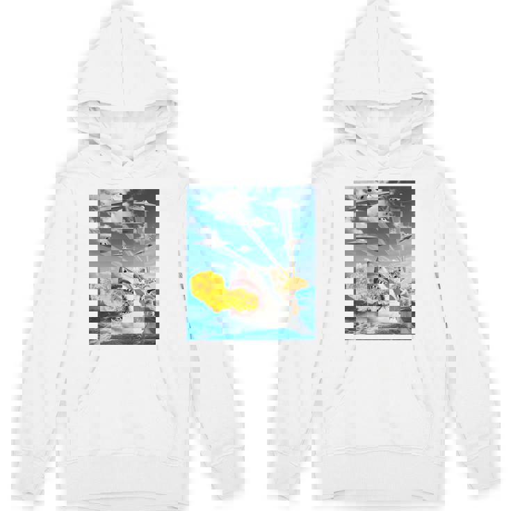 猫に乗って火を吐くサメレインボーレーザータコス 長袖tシャツ Hoodie