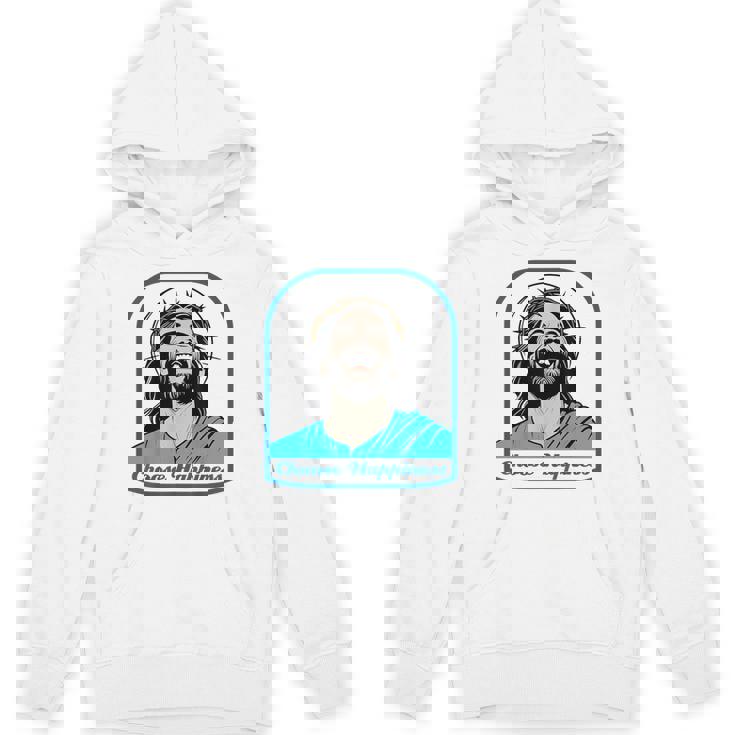 笑うイエス キリスト 喜び 幸せな笑顔 自信 いばらの冠 満足感 クリスマスプレゼント 贈り物 お土産 ポジティブ パーカー