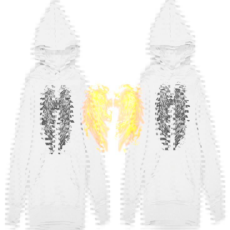 裏面に燃える天使の翼 火の羽 パーカー