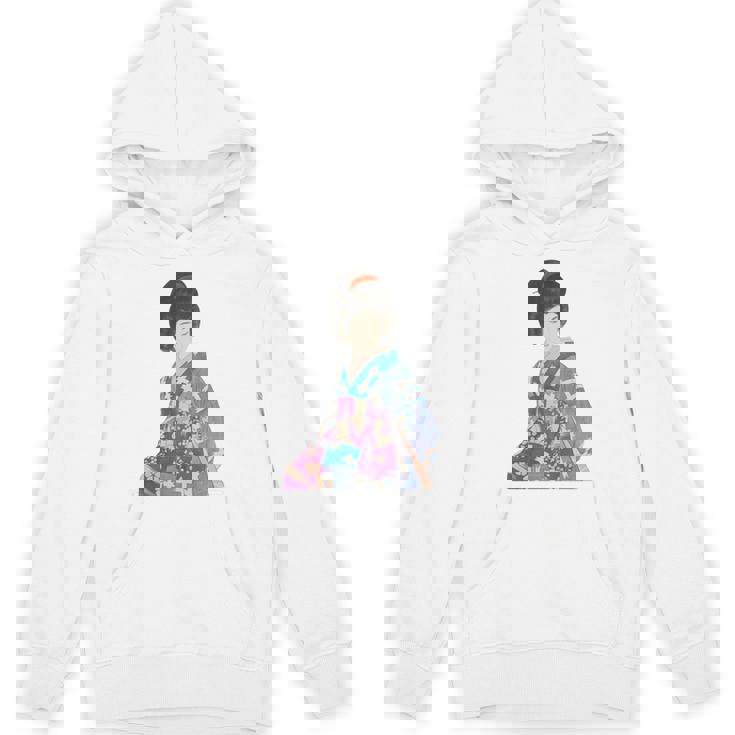 青い着物を着た美しい芸者 日本画 鳥居 言人 帯 美人画 新版画 日本画 長袖tシャツ パーカー