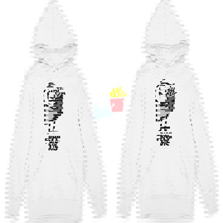 面白い漫画のキャラクターグラフィックが付いたクールでおいしいフライドポテト。 Hoodie