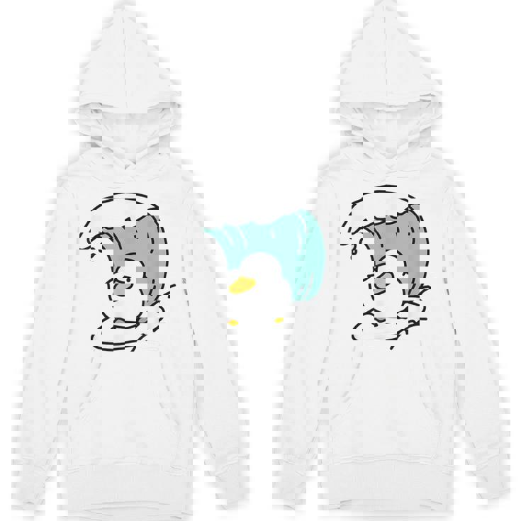 面白くてかわいい小さなアヒルが波をキャッチ。 パーカー