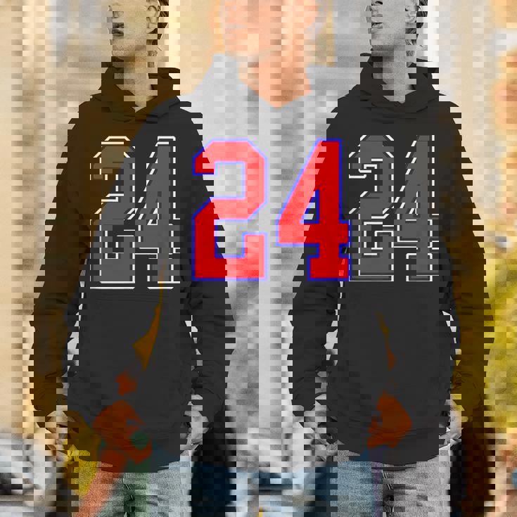 24番の大学スポーツスタイル。レッド、ブルー、ホワイト。 パーカー