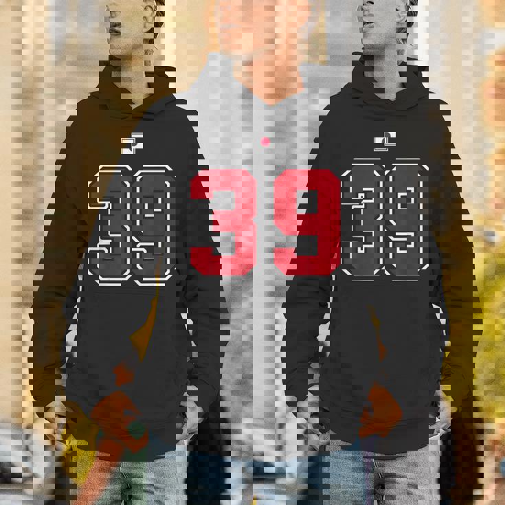 39 ナンバー カレッジスタイル ヴィンテージ 赤 白 日本国旗 パーカー