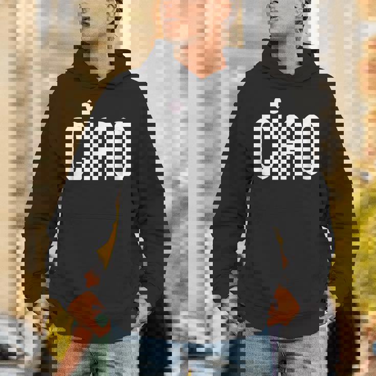 Ciao イタリア語の格言 白とピンクのミニマリスト パーカー