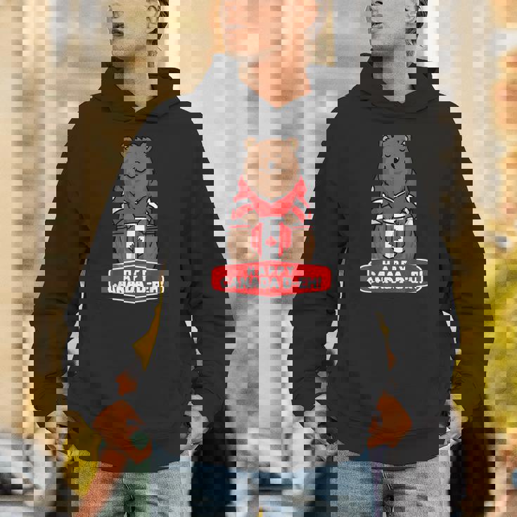 Happy Canada Day 面白いカナダのクマの旗 パーカー