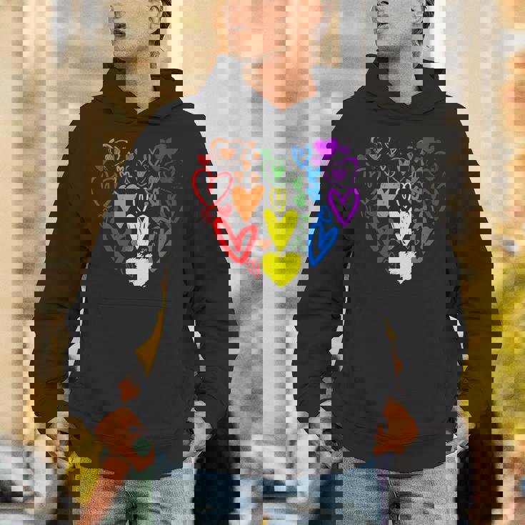 Lgbtq レインボーフラッグハート Lgbtqia バレンタインデー プライドムーン Hoodie