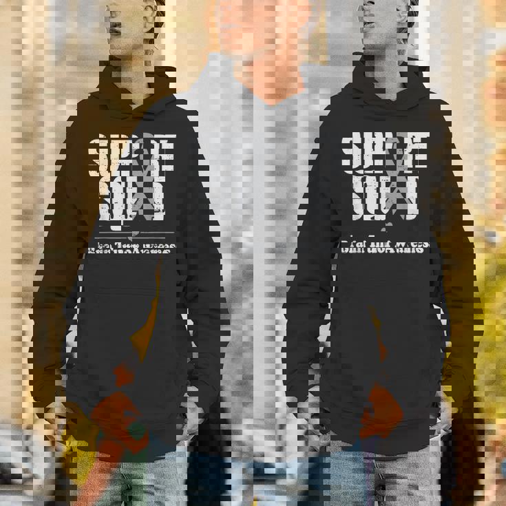 Support Squad Brain Tumor Awareness Brain Cancer Gray Ribbon Hoodie