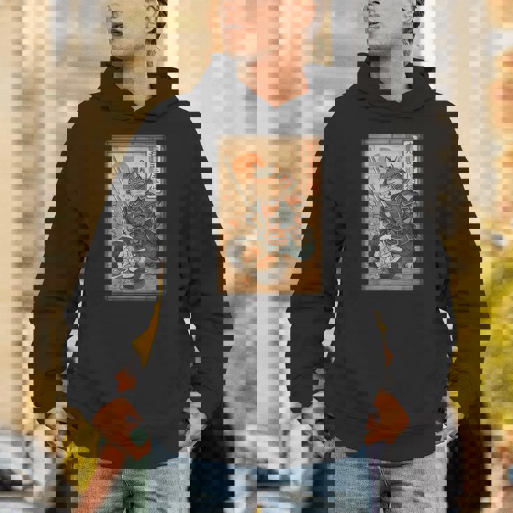 おもしろ寿司 侍猫 道場 夕日 浮世絵 漫画 漢字アート パーカー