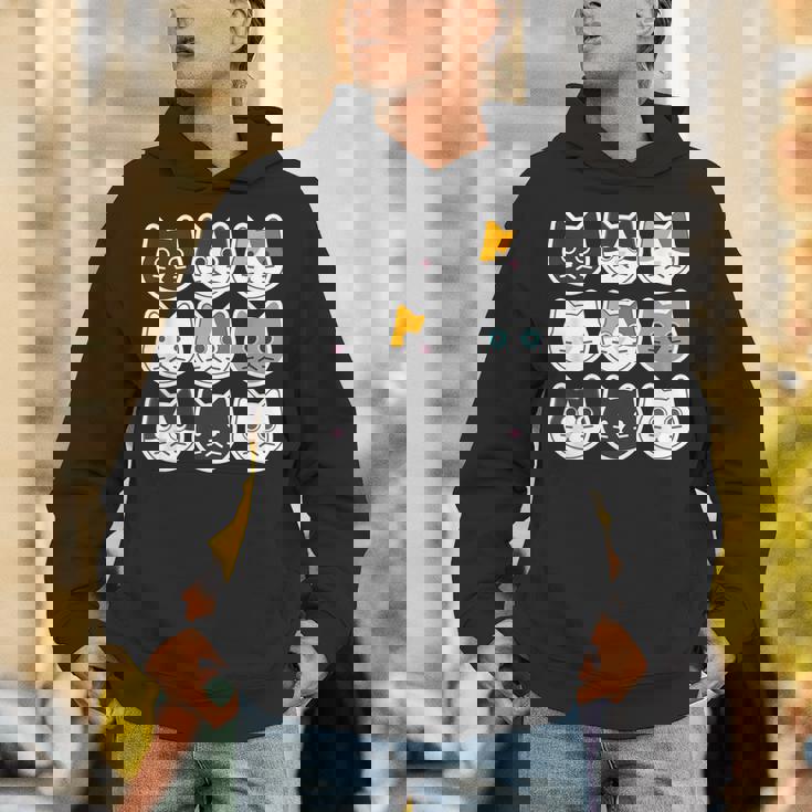 ねこ 9《ふぇいす》猫《黒・白・ハチワレ・三毛・ロシアン》【どうぶつフレンズ】顔 ゆるくて かわいい 動物 イラスト パーカー