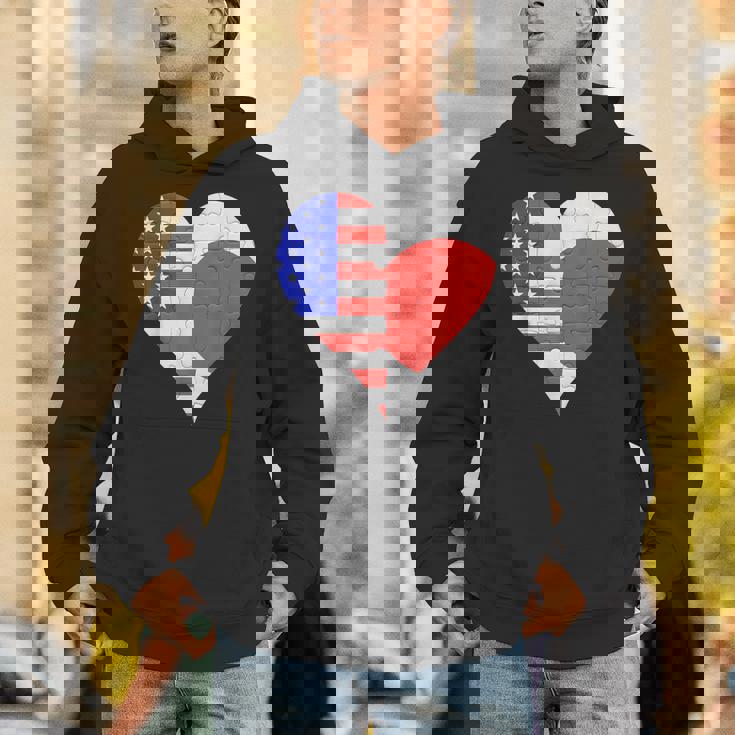 アメリカ日本国旗ハート パーカー