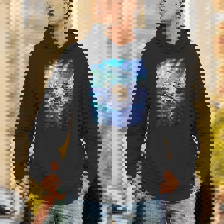 イルカと北のシロクマ、ライトとイルカ パーカー