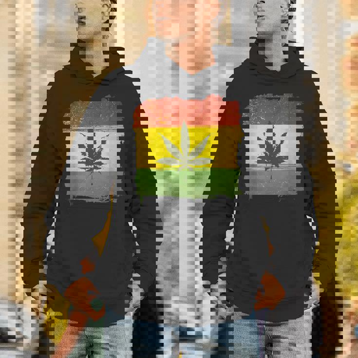 ウィード マリファナ ガンジャ リーフ ラスタ フラッグ 大麻 恋人 ギフト Hoodie