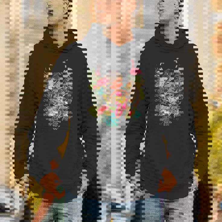 ウクレレフラガールティキバケーションハワイアンルアウビーチフラミンゴ Hoodie