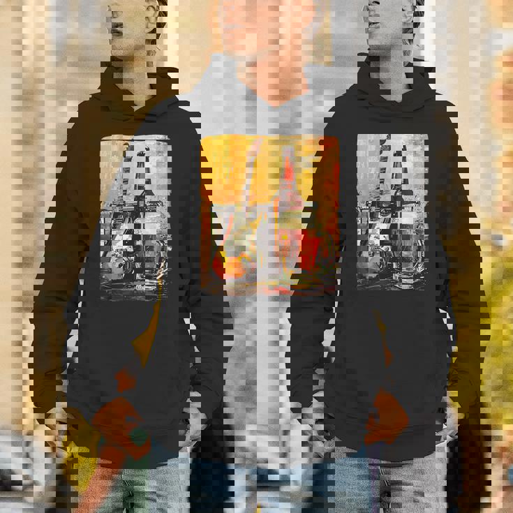 エレキギター好きのための酒とビールのロックギター パーカー